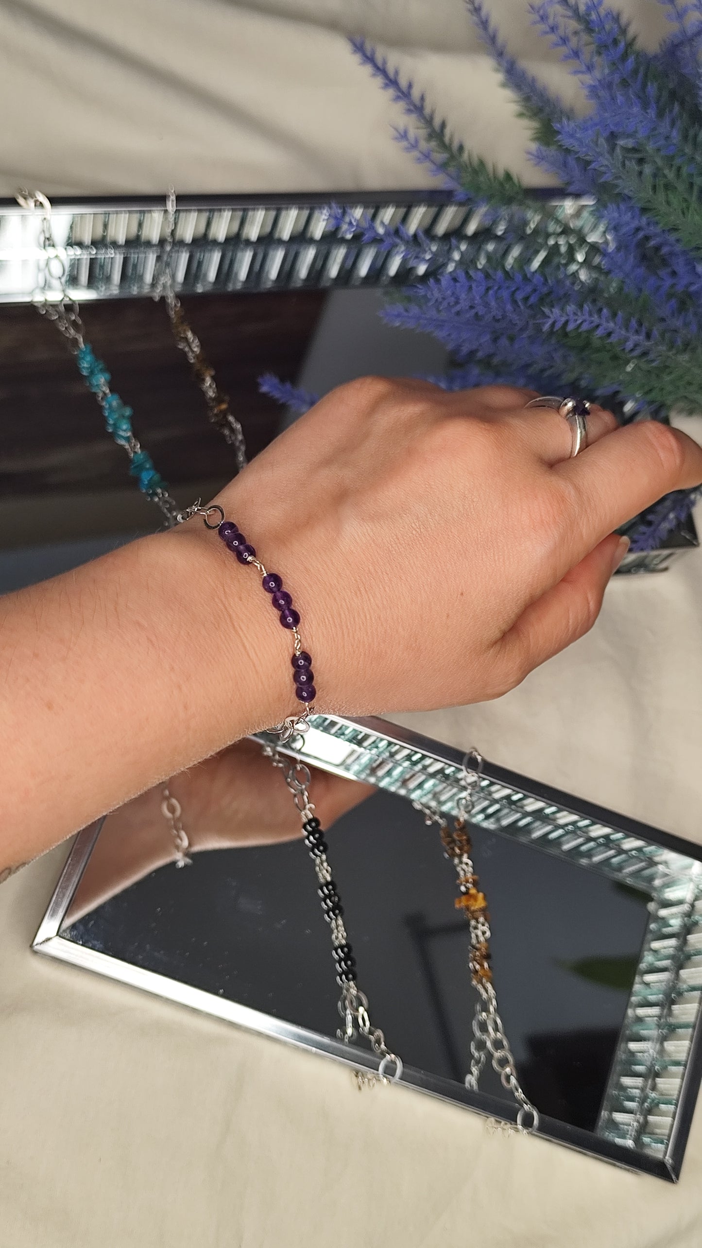 Pulsera piedra natural. Joya artesanal en plata
