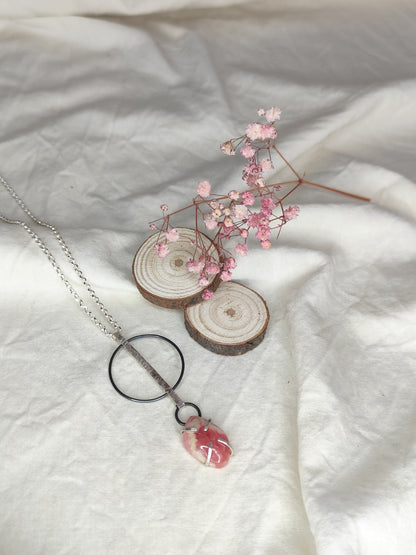 Colgante rodocrosita. Joya artesanal en plata