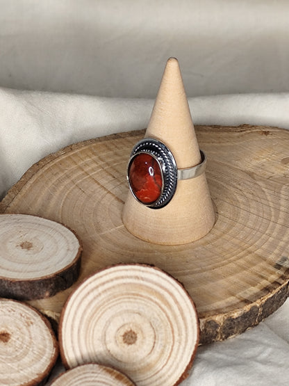Anillo jaspe rojo. Joya artesanal en plata