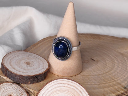 Anillo lapislázuli. Joya artesanal en plata