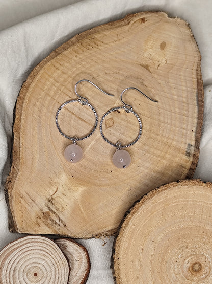 Pendientes aro y piedra. Joya artesanal en plata