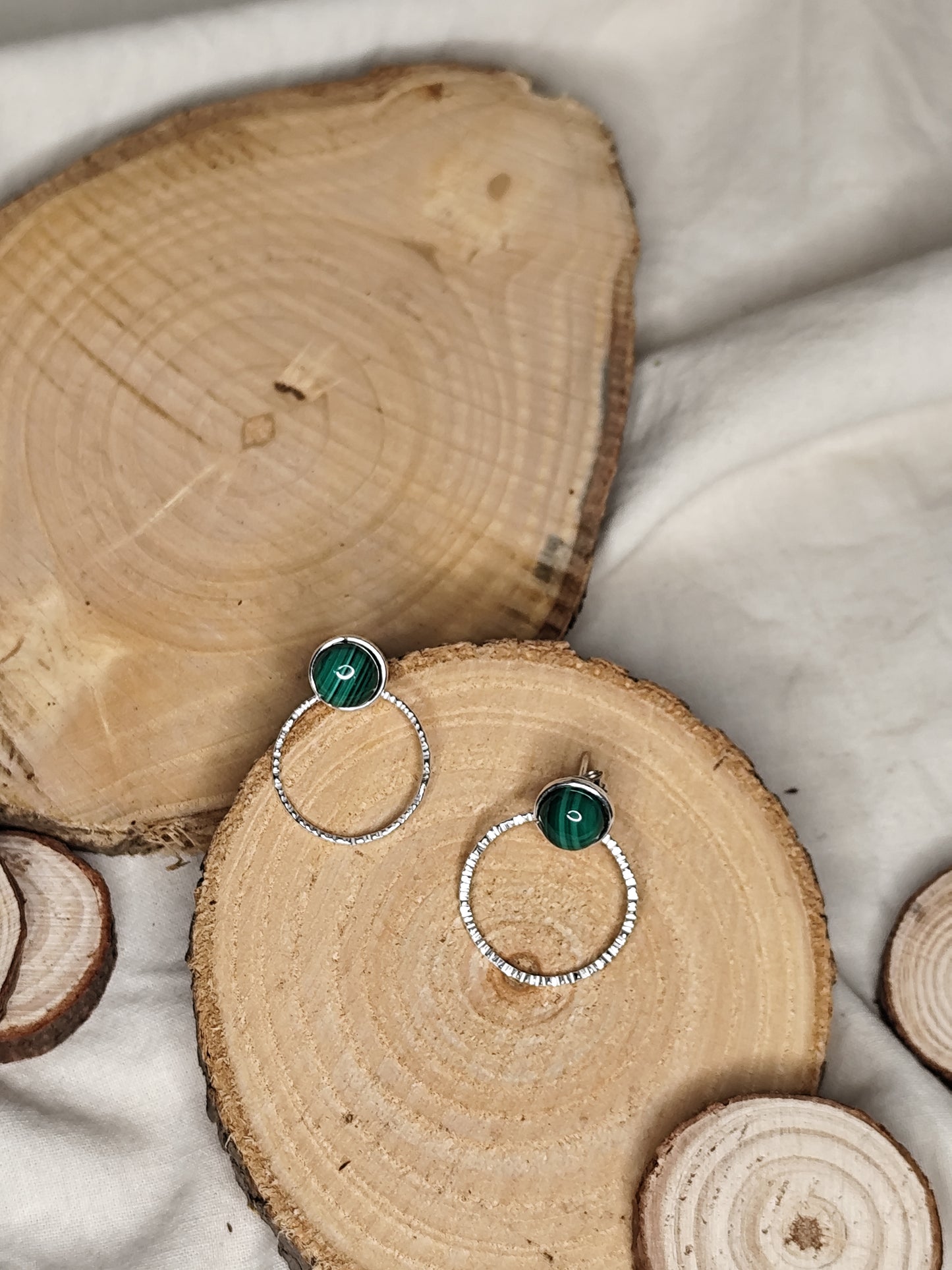 Pendientes desmontables malaquita