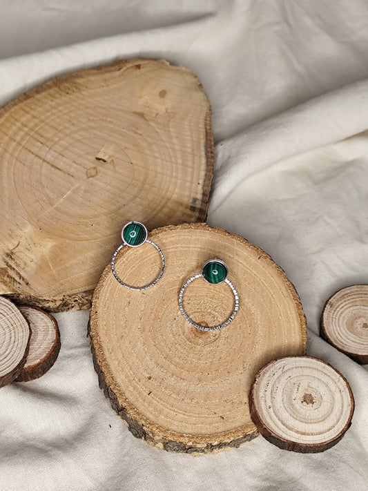 Pendientes desmontables malaquita