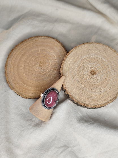 Anillo rodonita. Joya artesanal en plata