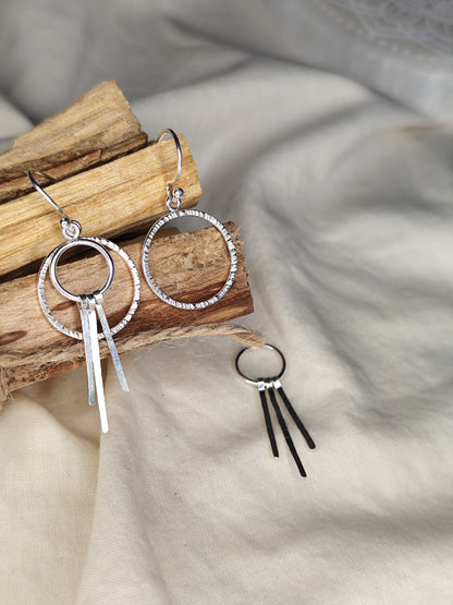 Pendientes Dual. Joya artesanal en plata