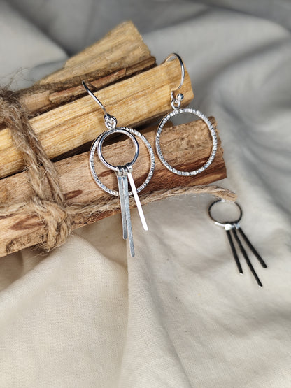 Pendientes Dual. Joya artesanal en plata