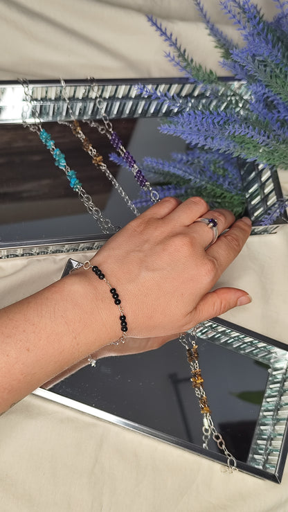 Pulsera piedra natural. Joya artesanal en plata