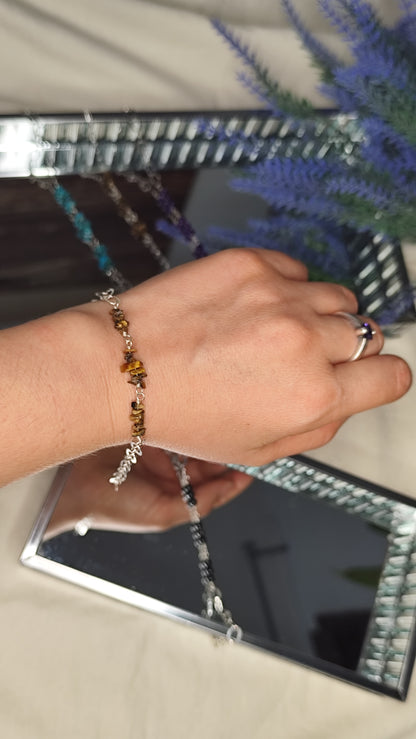 Pulsera piedra natural. Joya artesanal en plata