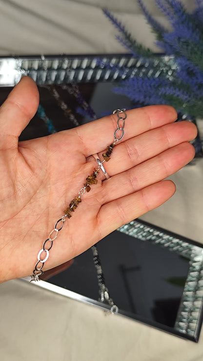 Pulsera piedra natural. Joya artesanal en plata