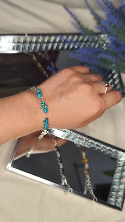 Pulsera piedra natural. Joya artesanal en plata
