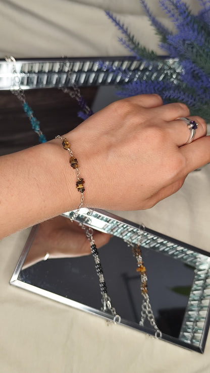 Pulsera piedra natural. Joya artesanal en plata