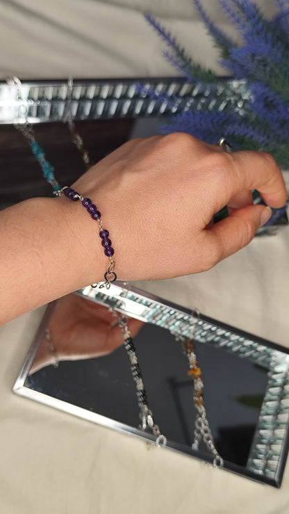 Pulsera piedra natural. Joya artesanal en plata