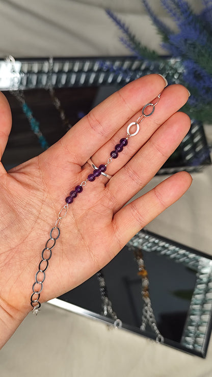 Pulsera piedra natural. Joya artesanal en plata